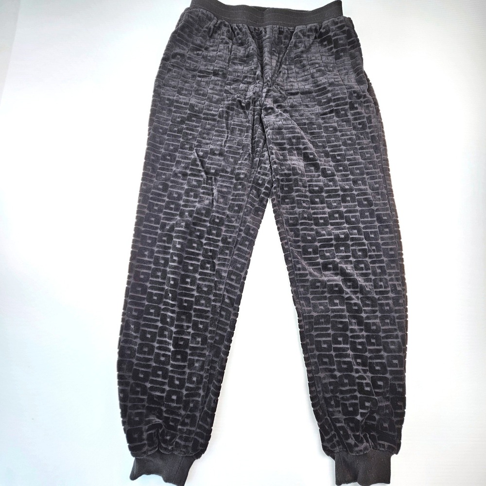 Guess Black Velour Embossed Logo Joggers Sweatpants R1RQ32KA6D0 Womens Medium